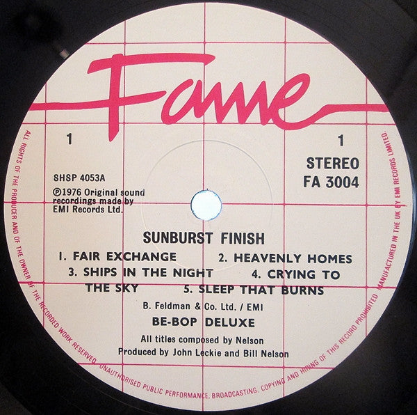 Be-Bop Deluxe* : Sunburst Finish (LP, Album, RP)