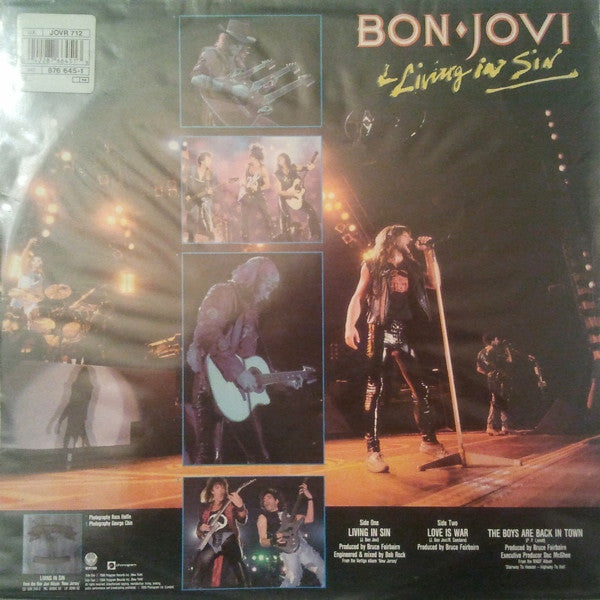 Bon Jovi : Living In Sin (12", Single, Ltd, Whi)