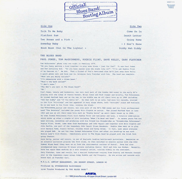 The Blues Band : The Blues Band Official Bootleg Album (LP, Album)