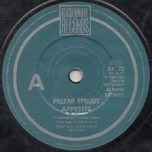 Prefab Sprout : Appetite (7", Single)
