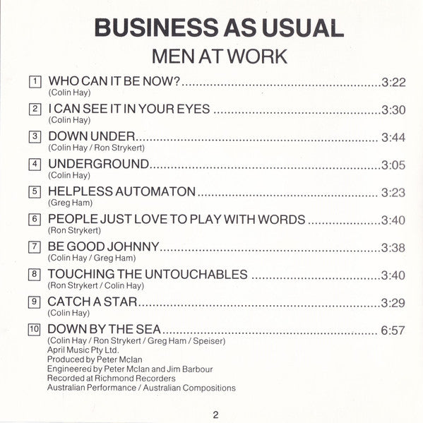 Men At Work : Business As Usual (CD, Album, RE)