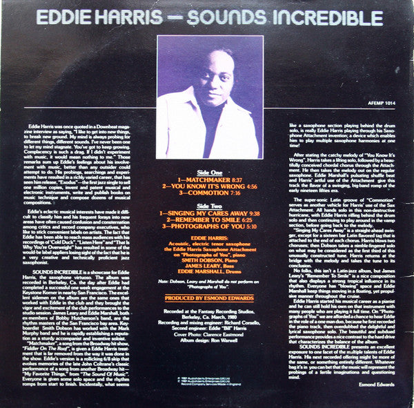 Eddie Harris : Sounds Incredible (LP, Album)