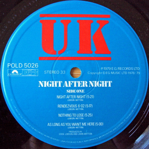 UK (3) : Night After Night (LP, Album)