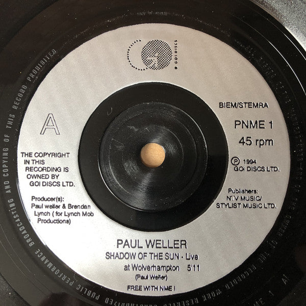 Paul Weller : Shadow Of The Sun (Live At Wolverhampton) (7", Single, DFI)