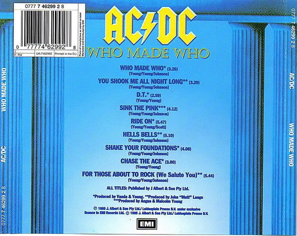 AC/DC : Who Made Who (CD, Album, Comp, RE)