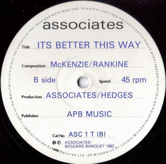 Associates* : Party Fears Two (12")