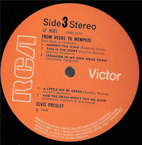 Elvis Presley : From Memphis To Vegas / From Vegas To Memphis (2xLP, Comp, Ora)