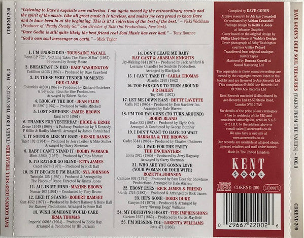 Dave Godin : Deep Soul Treasures (Taken From The Vaults...) (Volume 3) (CD, Comp)