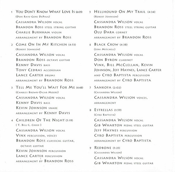 Cassandra Wilson : Blue Light 'Til Dawn (CD, Album)