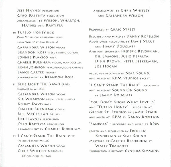 Cassandra Wilson : Blue Light 'Til Dawn (CD, Album)