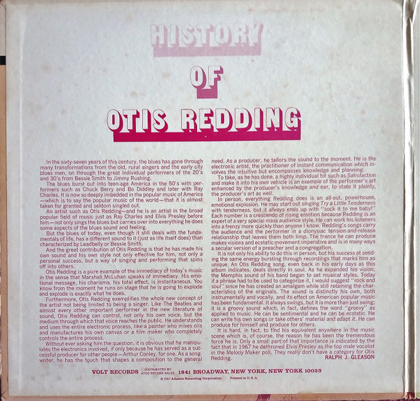 Otis Redding : History Of Otis Redding (LP, Comp, Mono)