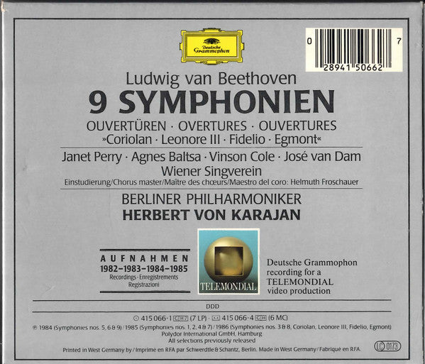 Beethoven*, Karajan*, Berliner Philharmoniker : 9 Symphonien, Ouvertüren (6xCD + Box, Comp)
