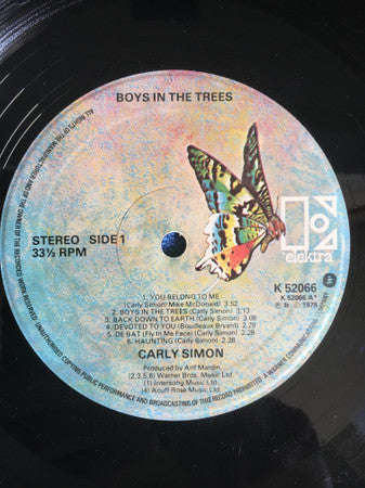 Carly Simon : Boys In The Trees (LP, Album, But)