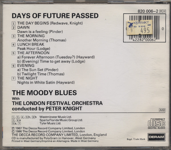The Moody Blues With The London Festival Orchestra Conducted By Peter Knight (5) : Days Of Future Passed (CD, Album, RE, RP)