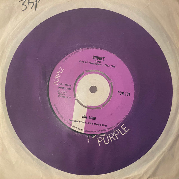Jon Lord : Bourée (7", Single)