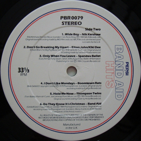 Various : Pepsi® Band Aid Hits (LP, Comp, Lyn)