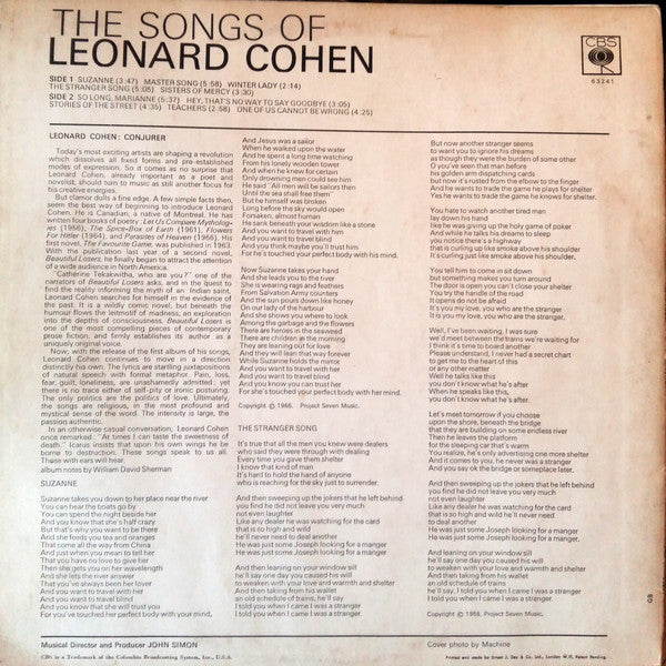 Leonard Cohen : Songs Of Leonard Cohen (LP, Album, Mono)