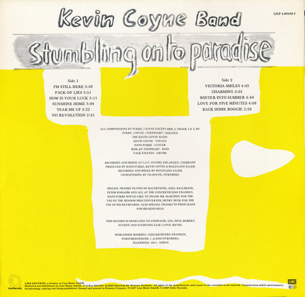 Kevin Coyne Band : Stumbling On To Paradise (LP, Album, Whi)