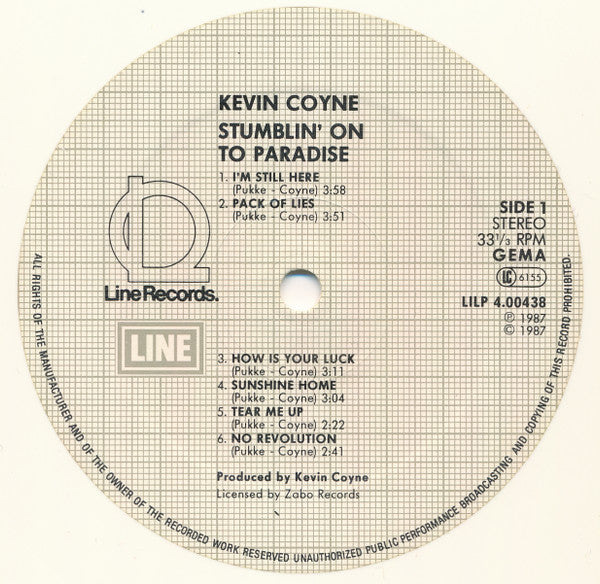Kevin Coyne Band : Stumbling On To Paradise (LP, Album, Whi)