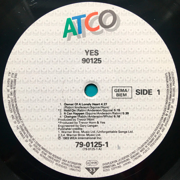 Yes : 90125 (LP, Album, RE)