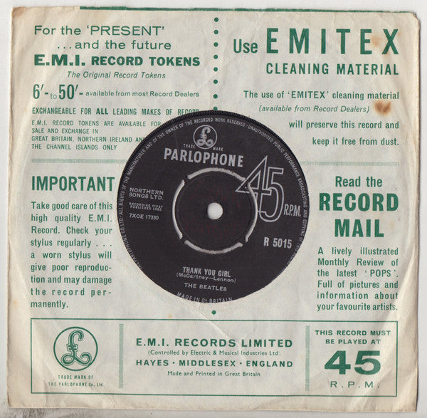 The Beatles : From Me To You (7", Single, Mono, RP)