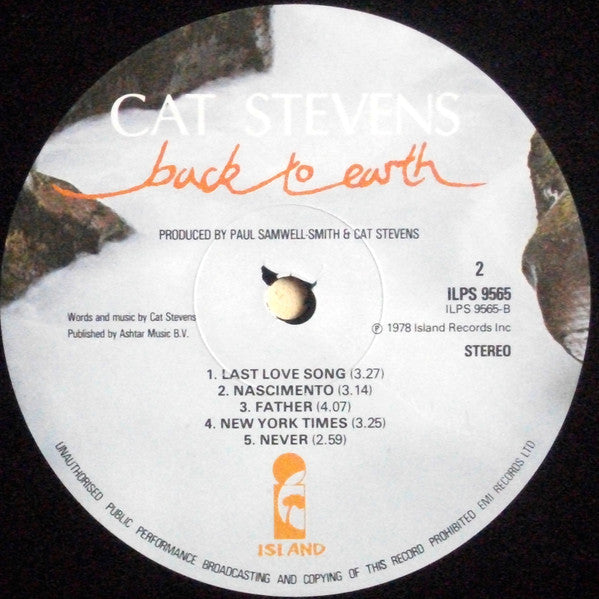 Cat Stevens : Back To Earth (LP, Album, Tex)