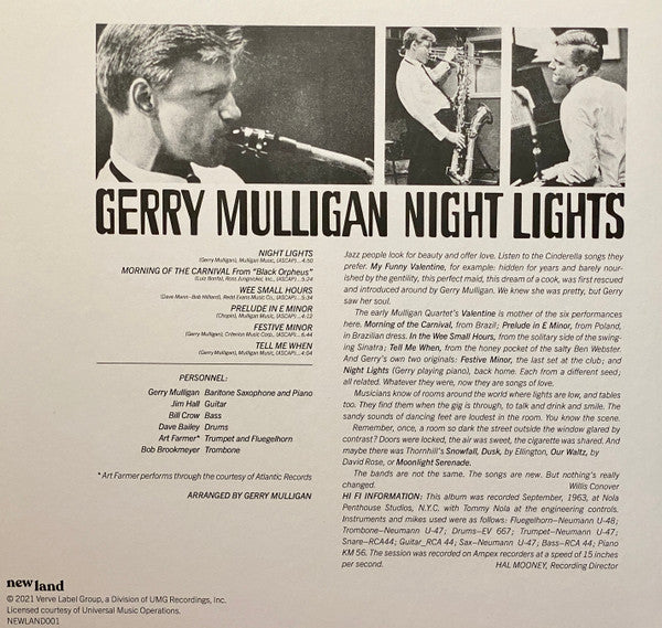 Gerry Mulligan : Night Lights (LP, Album, RE, 180)