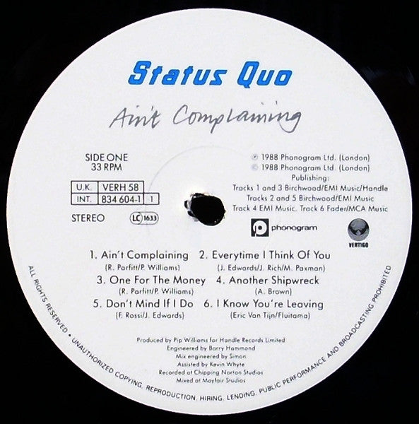 Status Quo : Ain't Complaining (LP, Album)