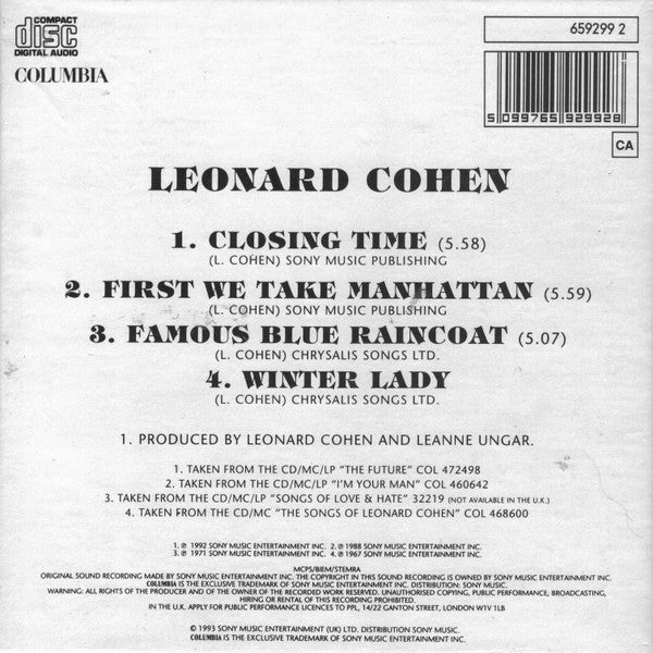 Leonard Cohen : Closing Time (CD, Single, Ltd, Num)