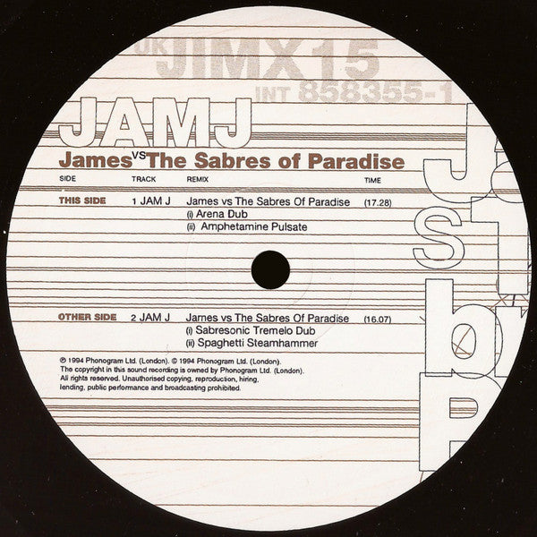 James Vs The Sabres Of Paradise : Jam J (12", Single)
