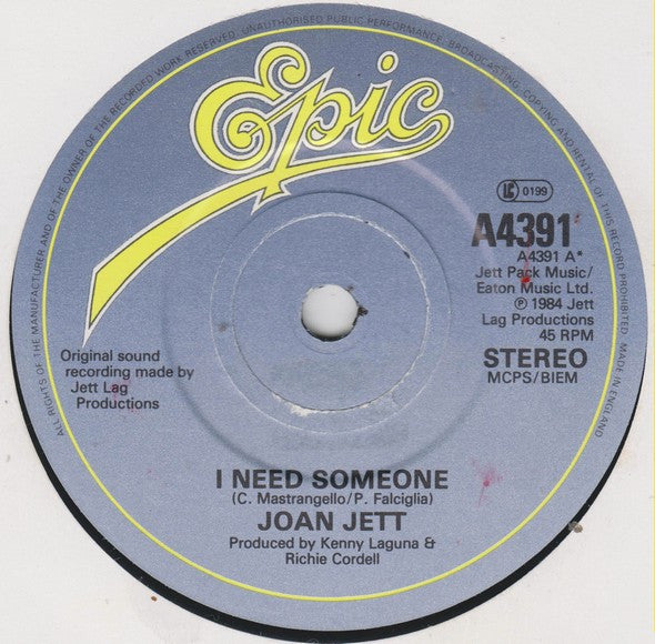 Joan Jett And The Blackhearts* : I Need Someone (7", Single, Pap)