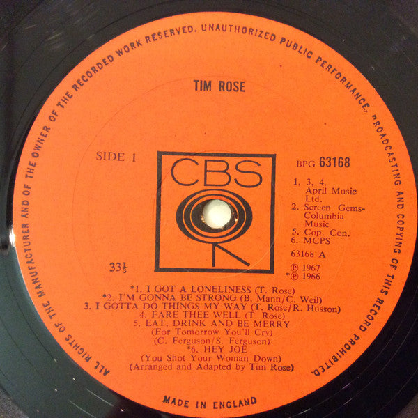 Tim Rose : Tim Rose (LP, Album, Mono)