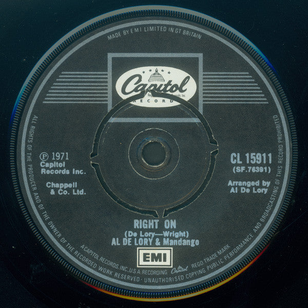 Al De Lory & Mandango : Right On / Jesus Christo (7")