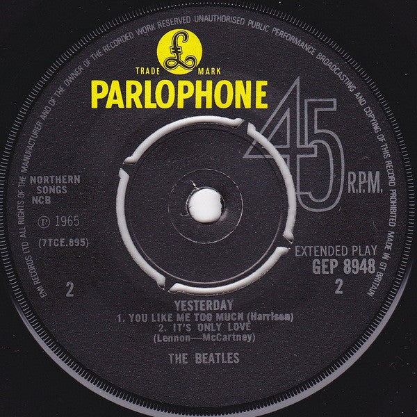 The Beatles : Yesterday (7", EP, Mono, RE)