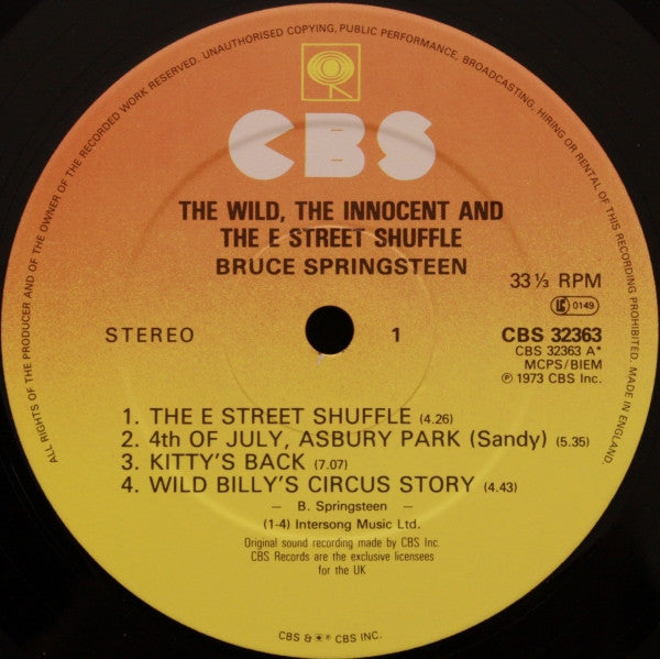 Bruce Springsteen : The Wild, The Innocent &  The E Street Shuffle (LP, Album, RE)