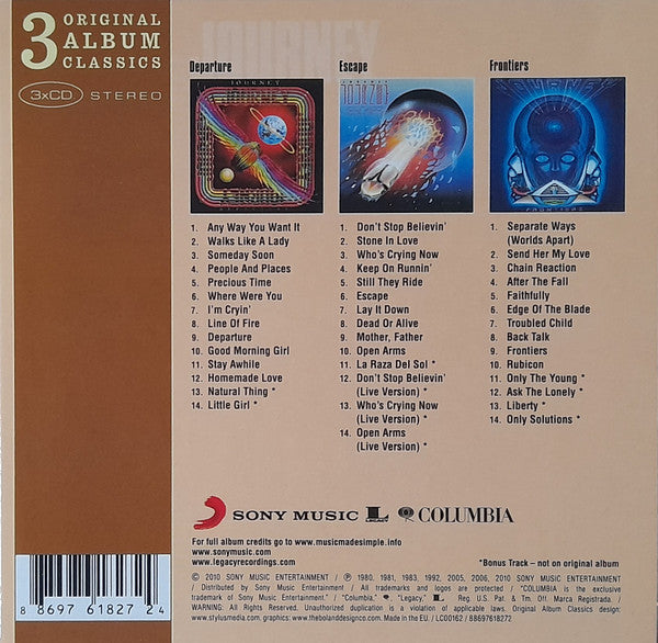 Journey : 3 Original Album Classics (CD, Album, RE, RM + CD, Album, RE, RM + CD, Album,)