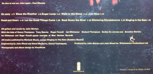 John Martyn : Bless The Weather (LP, Album)