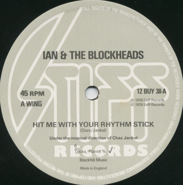 Ian & The Blockheads* : Hit Me With Your Rhythm Stick (12")