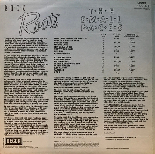 The Small Faces* : Rock Roots (LP, Comp, Mono)