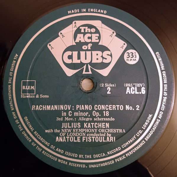 Rachmaninov* - Julius Katchen, New Symphony Orchestra Of London*, Anatole Fistoulari : Second Piano Concerto (LP, Mono)