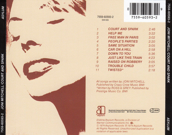 Joni Mitchell : Court And Spark (CD, Album, RE, Arv)