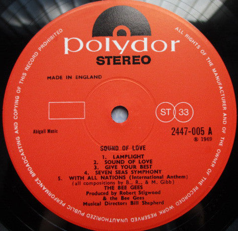 Bee Gees : Sound Of Love (LP, Album, RE)