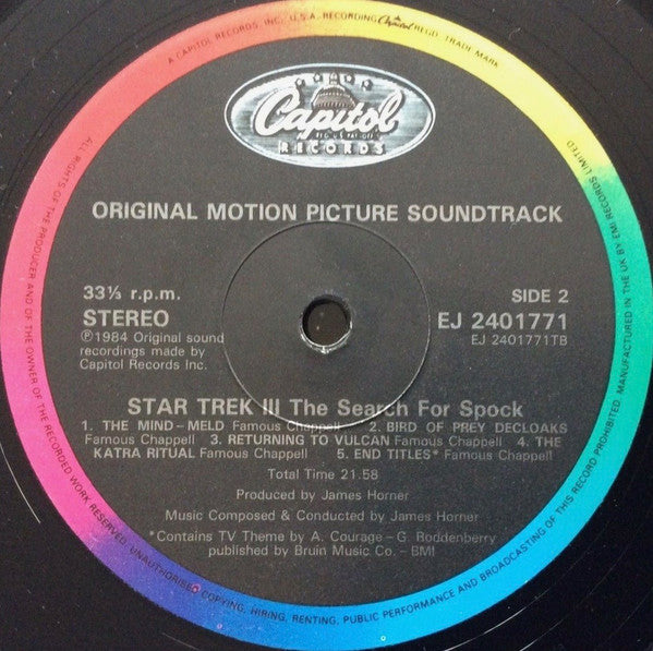 James Horner : Star Trek III: The Search For Spock (Original Motion Picture Soundtrack) (LP, Album, Gat)