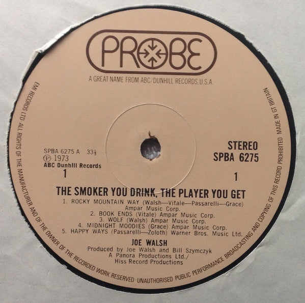 Joe Walsh : The Smoker You Drink, The Player You Get (LP, Album, Gat)