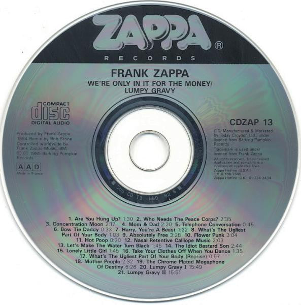 Frank Zappa : We're Only In It For The Money / Lumpy Gravy (CD, Comp, RM)