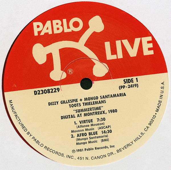 Mongo Santamaria With Dizzy Gillespie And Toots Thielemans : "Summertime" - Digital At Montreux 1980 (LP, Album, Red)