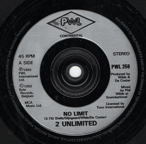 2 Unlimited : No Limit (7", Single, Sil)
