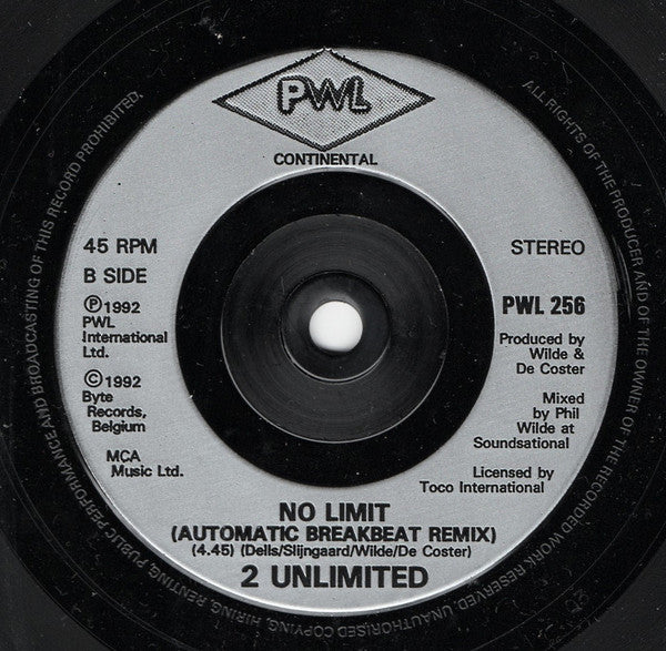 2 Unlimited : No Limit (7", Single, Sil)