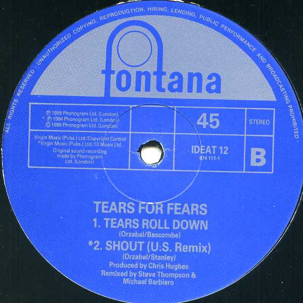 Tears For Fears : Sowing The Seeds Of Love (12", Single)