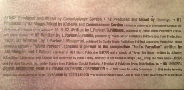 KRS-One : Can't Stop, Won't Stop / The MC / Word Perfect (12")